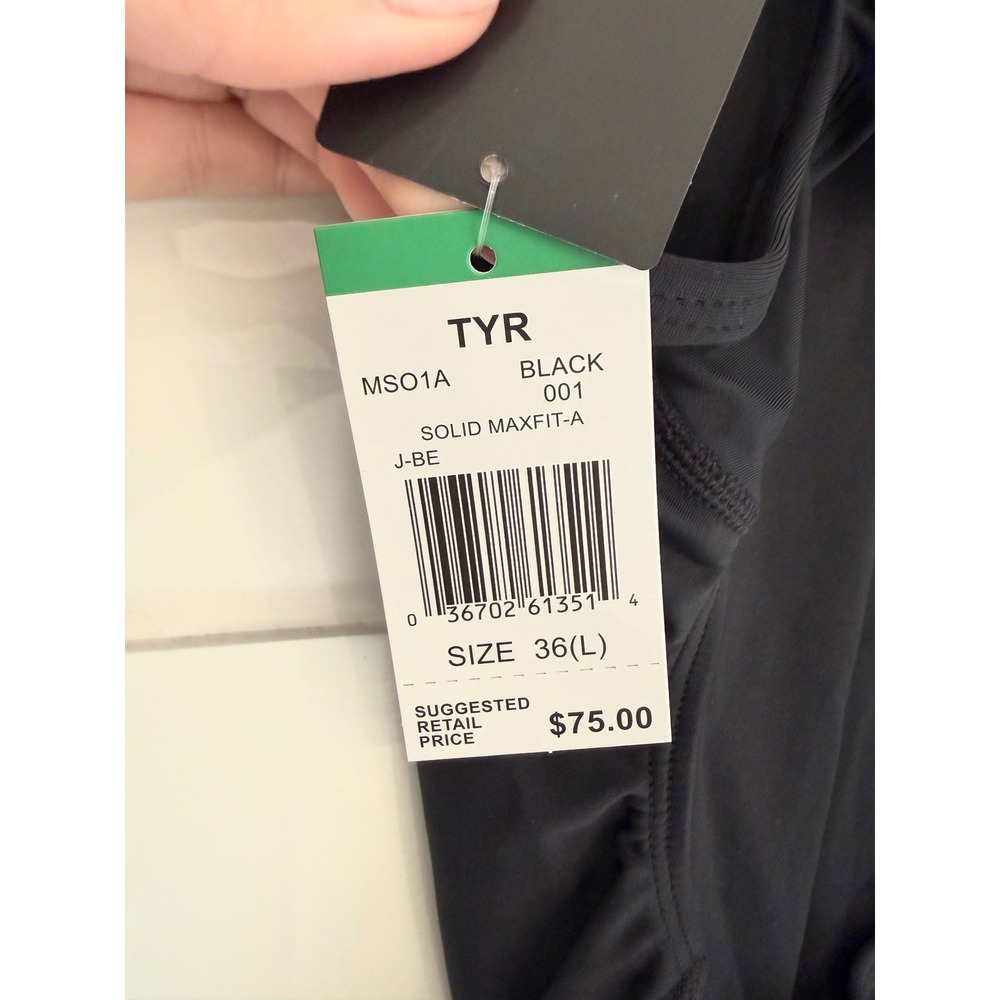 TYR Solid Maxfit Black One Piece Swimsuit Womens 36 L Athletic Swimwear - Picture 8 of 9